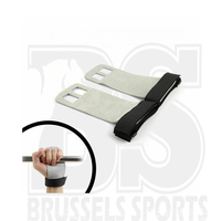 Vente en gros, cuir personnalisé, haltérophilie, Fitness, musculation, Logo personnalisé, couleur blanche, poignée OEM accepté