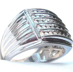 Anillo de oro de 14 quilates para hombre con diamantes de moissanita de lujo de alta calidad Anillo de combinación de oro blanco y diamantes perfecto