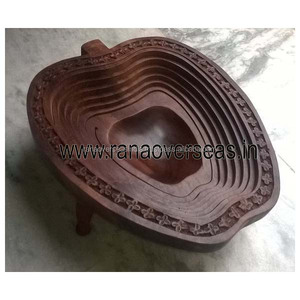 Vente chaude haute sur demande forme de pomme en bois fait à la main Type de printemps vaisselle à manger cadeau fruits plateau de service à bon prix - Product Image 2