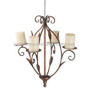 Candelabro en acabados dorados antiguos Hecho a mano Planta de flor de metal más hermosa - Product Image 6