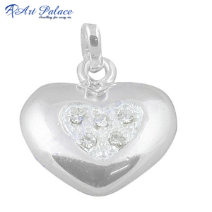 Mignon coeur forme CZ cubique Zircon 925 pendentif en argent Sterling élégant lisse bijoux cadeau pour les femmes et les filles pour les fêtes - Product Image 1