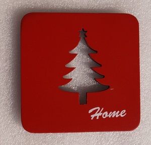 Posavasos de madera natural para decoración navideña, Juego de 4 posavasos personalizados de corte láser - Product Image 6