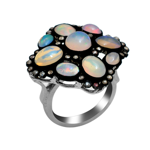 Anillo de compromiso de ópalo etíope de fuego blanco atractivo de Plata de Ley 925, ajuste de bisel para fiesta, joyería de piedra preciosa - Product Image 2