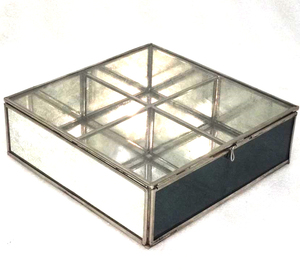 Caja de joyería con tapa de vidrio para almacenamiento de joyas, hoja antigua de cobre decorativa, grabado - Product Image 5