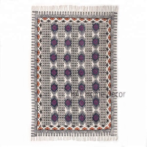 Designer <b>Bedroom</b> Floor Rugs and Carpets, Indian Dhurrie <b>Printed</b> Prayer Rug, Decorative Area Rugs for Living Room - Product Image 1