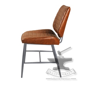 Chaise de bureau en cuir véritable Fer Meuble de restaurant polyvalent pour cuisine ferme extérieur salon ou appartement - Product Image 5