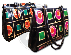 <b>Indian</b> Handmade Ethnic Shantiniketan Leather Shoulder <b>Bag</b> by Lowellcraft Model LBS00414 - Product Image 1