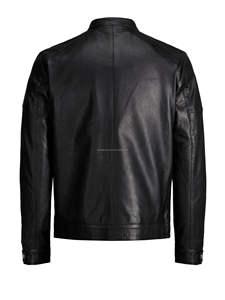 Chaqueta de piel de motorista de piel de oveja de estilo limpio para hombre personalizada High Street Design - Product Image 6