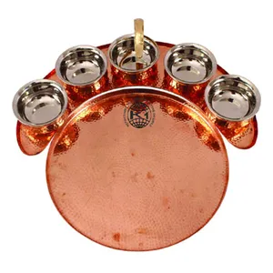 König Internat ional Edelstahl Kupfer Thali Set und Kupfer Mond Thali zum Verkauf traditionelle reine Kupfer Thali Set