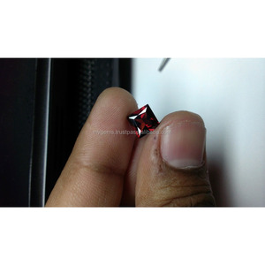 Piedra de corte princesa granate rojo Natural cuadrado de 7mm para hacer joyas - Product Image 4