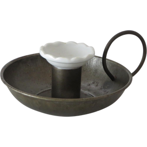 Bougeoir en étain avec verre de lait - Product Image 1