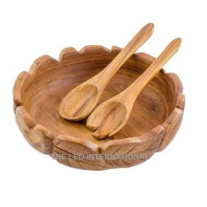 Juego de 3 cuencos decorativos de Material de madera con cuchara y tenedor, vajilla de diseño de lujo, cuenco de lujo de calidad superior - Product Image 1