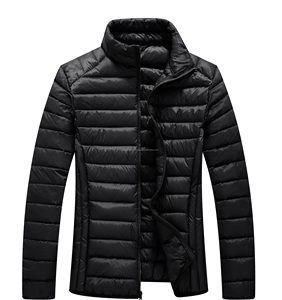 Veste d'hiver légère à col montant pour homme Manteau en duvet zippé avec capuche Tissu matelassé Taille XL Duvet de canard rempli - Product Image 5