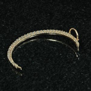 14K Yellow Gold Antique Crescent <b>Moon</b> Double Cut Pave Diamond Handmade Fashion Pendant - Product Image 3
