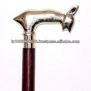 Bastón de madera de diseño con elegante mango de pájaro de latón para actividades al aire libre como senderismo - Product Image 2