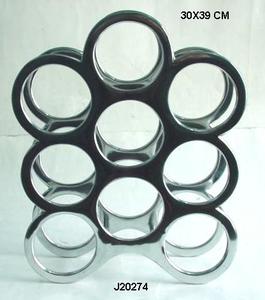 Estante de vino de aluminio fundido para siete botellas estilo llama con acabado pulido de espejo decoración del hogar estantes para botellas de vino - Product Image 4