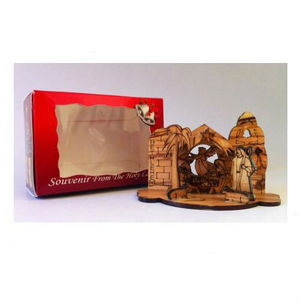 Pesebre Navideño Artesanal de Madera de Olivo Pequeño, Decoración Navideña con Grabado Intrincado, Impresión a 1 Color, Modelo de Calcetines Navideños Own-27 - Product Image 2