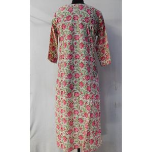 Hecho a mano indio mano bloque tela floral impreso vestido de las mujeres top túnica kurtis de moda de vestir noche fiesta blusas - Product Image 3