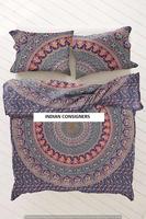 Housse de couette éléphant, couvre-lit mandala imprimé animal, taille Queen, coton, plusieurs couleurs, ethnique, par Indian Consigners