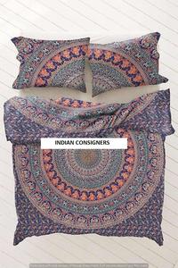 Queen Size Mandala Animal Print Funda nórdica de algodón Edredón y colcha en múltiples colores étnicos indios por Consigners - Product Image 3