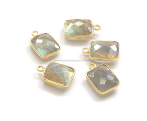 ตัวเชื่อมต่อกรอบหินลาบราดอไรต์ธรรมชาติ24K ทรงสี่เหลี่ยมผืนผ้า8X12มม. ของขวัญที่ดีที่สุดสำหรับเครื่องประดับทั้งหมด - Product Image 4