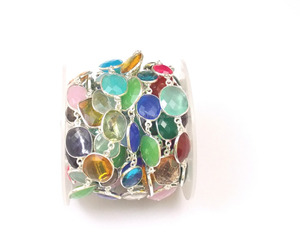 อัญมณีห่วงโซ่เชื่อมต่อห่วงโซ่ชุบเงินทองเครื่องประดับหินหลายแฟชั่น Sameer Art ทั้งหมด Sameer Art & Craft ทำด้วยมือเหลี่ยมเพชรพลอย - Product Image 6