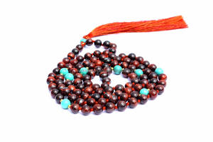 สร้อยคอ108สำหรับฝึกโยคะมาลาสำหรับดวงตาเสือสีแดงสร้อยคอสวดมนต์ที่ผูกปมด้วยมือประดับเพชรของขวัญทางศาสนาดีไซน์ยอดนิยม - Product Image 2