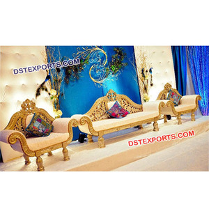 Conjunto de sofás de boda con temática de pavo real, el mejor sofá tallado dorado musulmán para bodas asiáticas del Reino Unido, muebles modernos blancos - Product Image 1