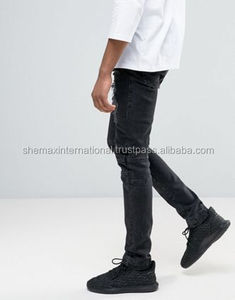 Shemax-Vaqueros ajustados con cremallera para motorista, vaqueros con detalles en negro lavado - Product Image 5