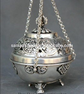 เงินธูป Burner Censer ทิเบตพุทธศาสนาสำหรับแขวนและยืนทำด้วยมือเนปาล - Product Image 5