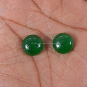 หยกเขียวจีน 1 คู่ ขนาด 14 มม. ทรงกลมแบบคาโบชอง น้ำหนัก 18.60 กะรัต หินธรรมชาติสำหรับทำเครื่องประดับ - Product Image 3