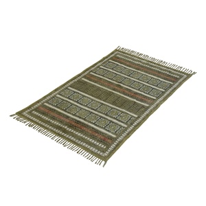 Venta al por mayor 4x6 pies alfombra de algodón hecho a mano Boho alfombra verde bloque impreso Alfombra tejida plana colección precio al por mayor - Product Image 2