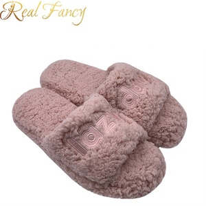 Custom Logo Comfy Winter <strong>Open</strong> <strong>Toe</strong> Pink <strong>Ladies</strong> Soft <strong>Slippers</strong> - Product Image 3