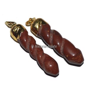 Colgante de ágata electrochapado, joyería en espiral de jaspe rojo - Product Image 1