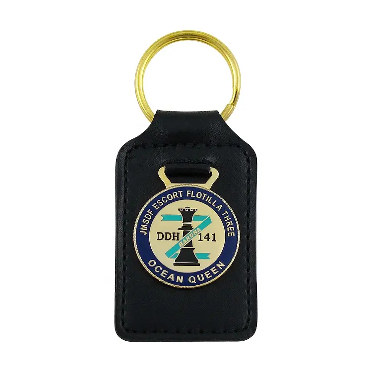 Manufacture Logo Metal Emblem Badge Custom Leather Strap Keychain Wholesale