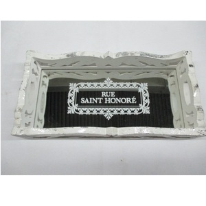 Plateau en bois sur le miroir, découpé à la main, pour l'extérieur, impression d'écran sur l'intérieur du miroir - Product Image 1