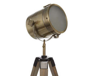 Trípode de metal industrial Lámpara de mesa Decoración para el hogar Vintage Hecho a mano Plata Calvin Artesanía - Product Image 1