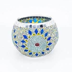 เชิงเทียนแก้วทรงกลมสีขาวโมเสค,เชิงเทียนแก้วคำปฏิญาณที่ใส่แก้วคำปฏิญาณแบบใหม่สำหรับบ้านและสวนเทียนแก้บน - Product Image 4