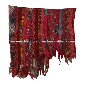 Écharpe vintage en soie multicolore Écharpes Sari Écharpes Sari Patches Écharpe réversible Écharpe rayée colorée Panneau en soie vintage Sari Vintage - Product Image 3