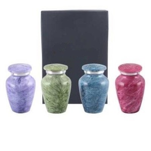 Colección Memorial Royal Blue, Juego de 4 urnas de cremación para mascotas con relleno de terciopelo, aluminio/latón metálico para almacenamiento de cenizas, recuerdo funerario - Product Image 6