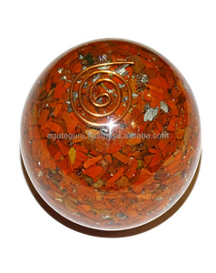 Vente en gros boule d'orgone jaspe rouge sphère de pierres précieuses cristal pour la décoration intérieure et la guérison - Product Image 1