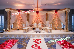 Muslim Nikah Gold <b>Crystal</b> Stage <b>Set</b> Indian Wedding Reception Stage Fiber <b>Crystal</b> Stage <b>Set</b> - Product Image 3