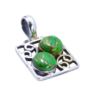 Vente en gros pendentif populaire en argent sterling 925 vert cuivre turquoise pierre précieuse bijoux fins pendentifs et bijoux à breloques fournisseur - Product Image 1