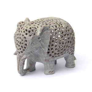 Soapstone Undercut Elephant Tay Thủ Công Bức Tượng Cho Trang Trí Nội Thất Đá Tự Nhiên Khắc Khắc Bức Tượng Trang Trí Nội Thất - Product Image 1
