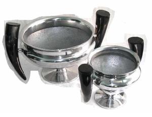 Vente chaude Table Moderne Vase À Fleurs Décoratif Bol En Aluminium Moulé avec Poignée En Corne Poli Pot De Fleur Plateau - Product Image 2