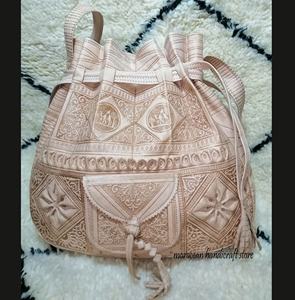 กระเป๋าสะพายหนังแท้สไตล์วินเทจของผู้หญิงสไตล์โมร็อกโกลายนูนรูปทรงเรขาคณิตสีปรับแต่งได้ล็อคแบรนด์โมร็อกโก - Product Image 2