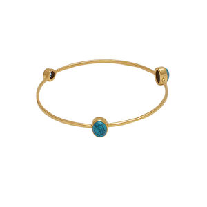 Topacio azul turquesa piedra preciosa chapada en oro 925 joyería de plata brazalete clásico de moda para el compromiso del aniversario de boda. - Product Image 1