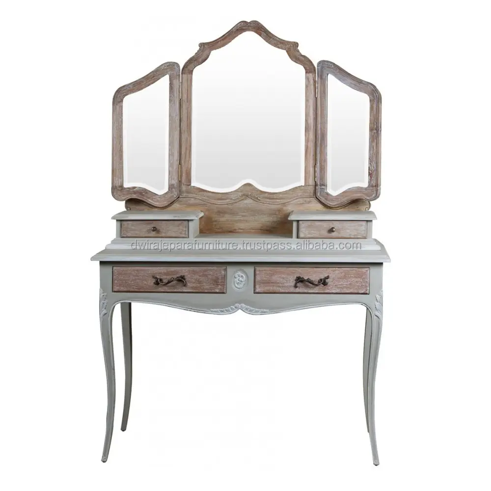 Solid Wood Furniture - French Painted Dresser Mirror Wood Furniture