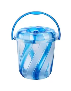 Cubo de plástico de diseño con tapa-3 Ltrs Cubo de almacenamiento moderno ecológico moldeado por inyección azul Precio de fábrica - Product Image 1