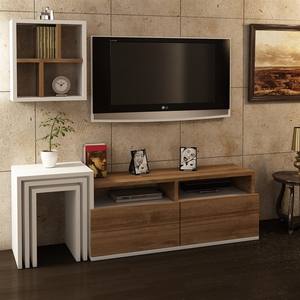 Exclusif De Luxe Aggloméré Missy Tv Unit Blanc-Noyer de Turkiye Best Seller - Product Image 1